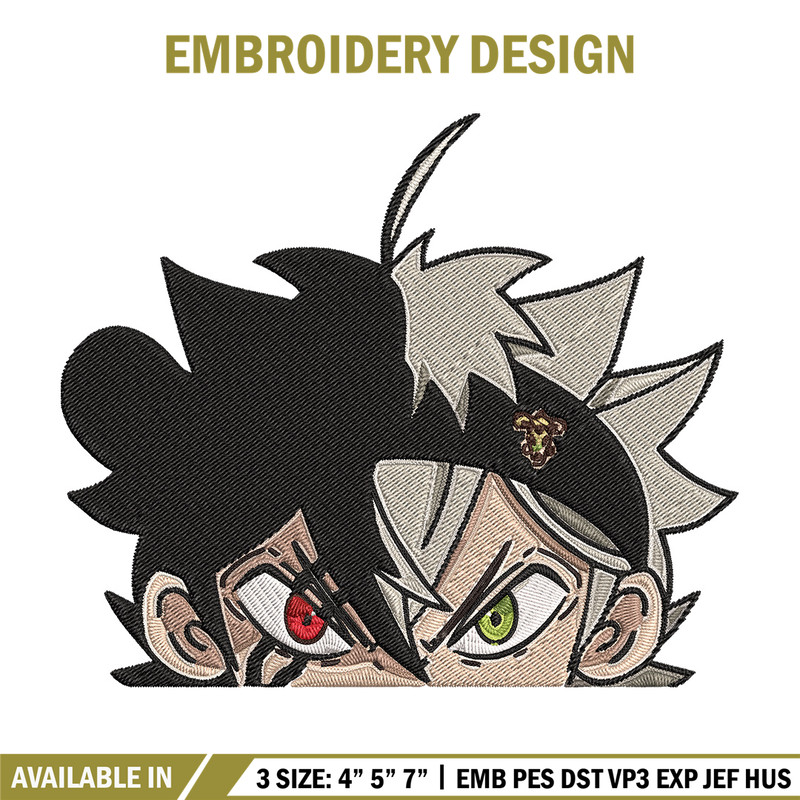 Asta Peeker Embroidery Design, Black clover Embroidery, Embroidery File, Anime Embroidery, Anime shirt,Digital download.jpg