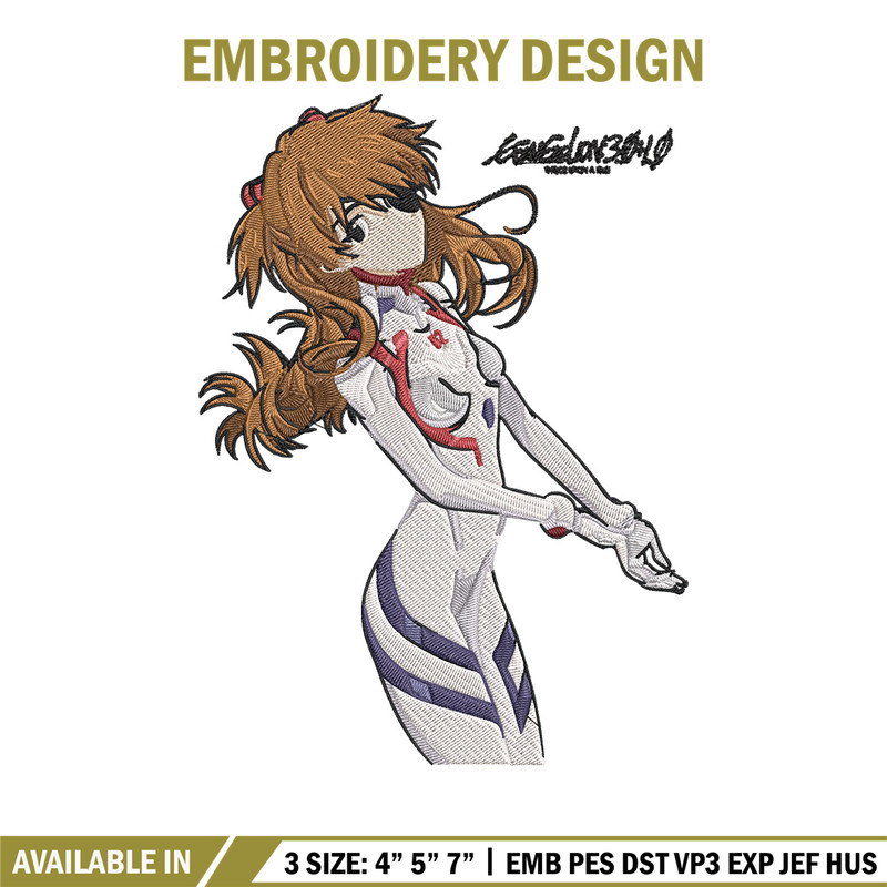 Asuka poster Embroidery Design, Evangelion Embroidery, Embroidery File, Anime Embroidery, Anime shirt, Digital download..jpg