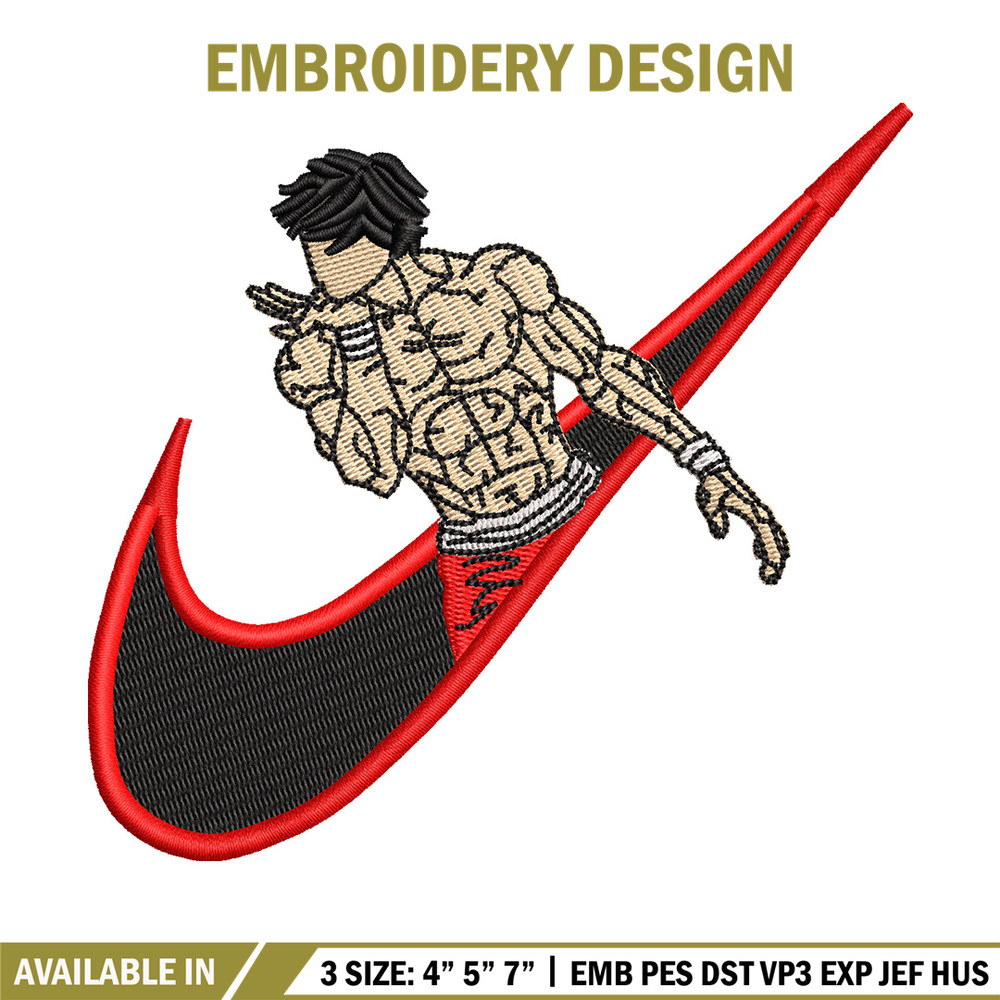 Baki x nike embroidery design, Baki embroidery, Nike design, Embroidery shirt, Embroidery file, Digital download.jpg