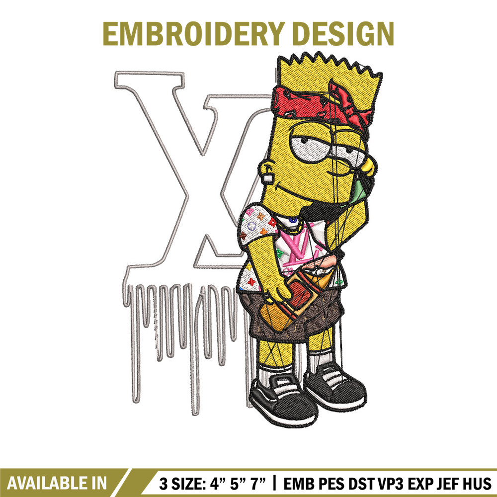 Bart simpson lv Embroidery Design, Lv Embroidery, Embroidery File, Simpson Embroidery, Logo shirt, Digital download.jpg