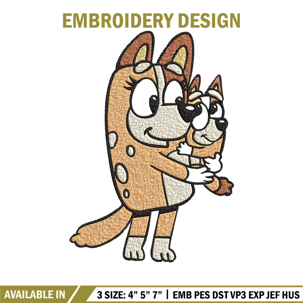Bingo and her Mum Embroidery, Bluey Embroidery, Embroidery File, cartoon shirt, cartoon design, Digital download..jpg