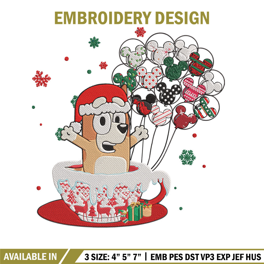 Bingo chrismas Embroidery Design, Bluey Embroidery, Embroidery File, Chrismas Embroidery, Anime shirt, Digital download.jpg