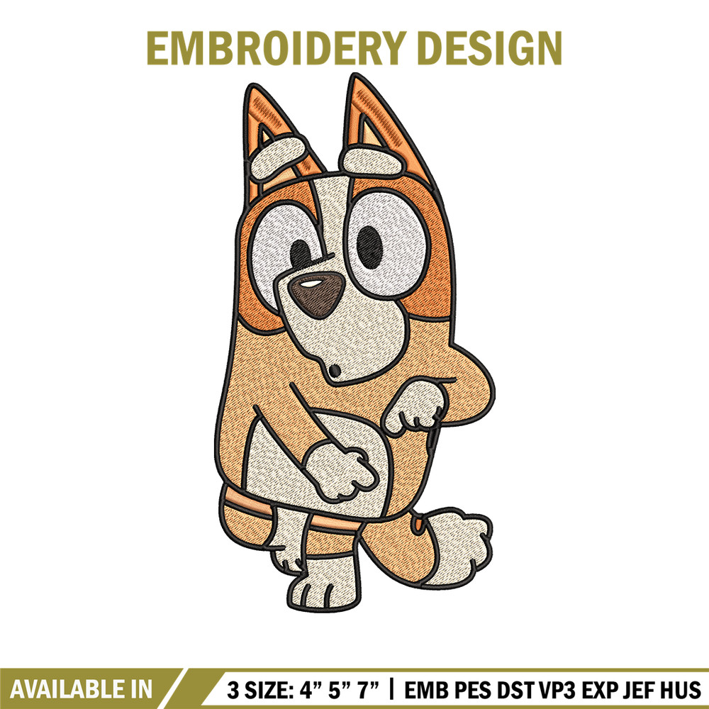 Bingo Heeler Embroidery, Bluey cartoon Embroidery, Embroidery File, cartoon design, cartoon shirt, Digital download..jpg