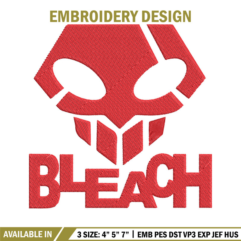 Bleach logo Embroidery Design, Bleach Embroidery, Embroidery File, Anime Embroidery, Anime shirt, Digital download.jpg