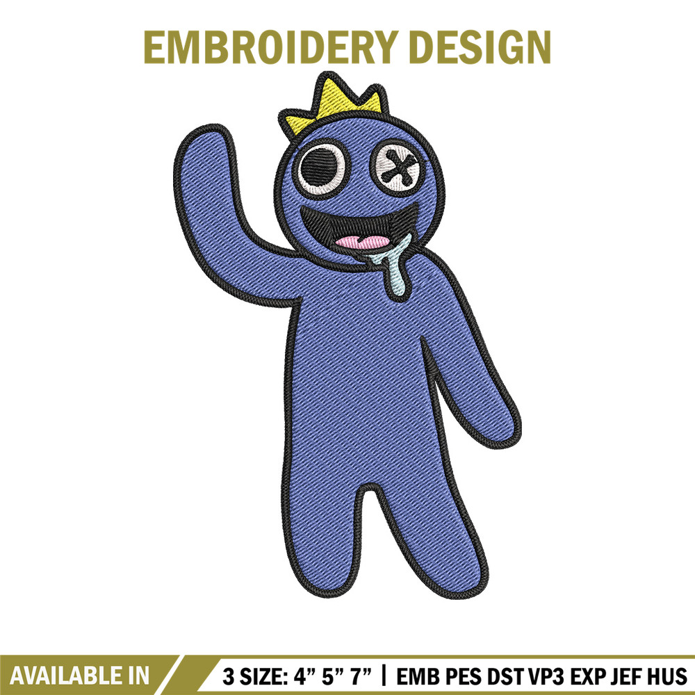 Blue Rainbow Embroidery Design, Rainbow Friends Embroidery, Embroidery File, Anime Embroidery, Digital download..jpg