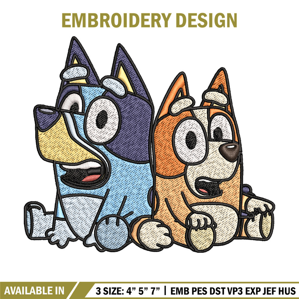 Bluey and Bingo Embroidery, Bluey Embroidery, Embroidery File, cartoon design, cartoon shirt, Digital download..jpg