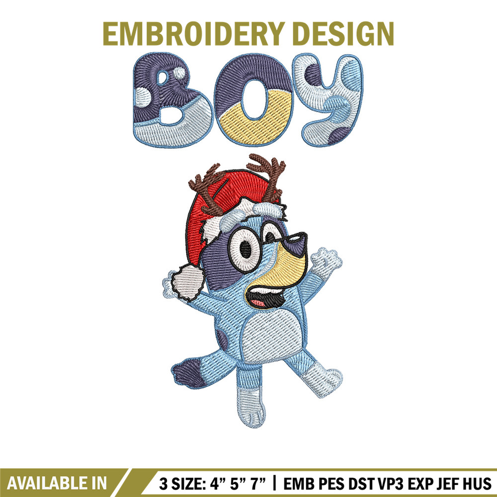 Bluey boy Embroidery Design, Bluey Embroidery, Embroidery File, Chrismas Embroidery, Anime shirt, Digital download.jpg