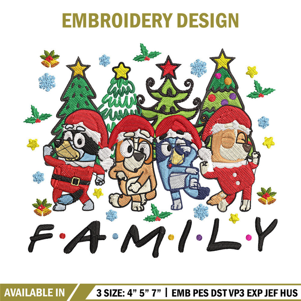 Bluey family Embroidery Design, Bluey Embroidery, Embroidery File, Chrismas Embroidery, Anime shirt, Digital download..jpg