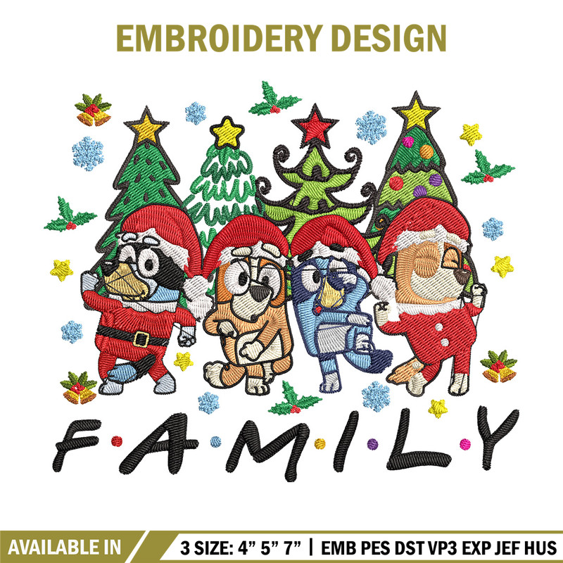 Bluey family Embroidery Design, Bluey Embroidery, Embroidery File, Chrismas Embroidery, Anime shirt, Digital download..jpg