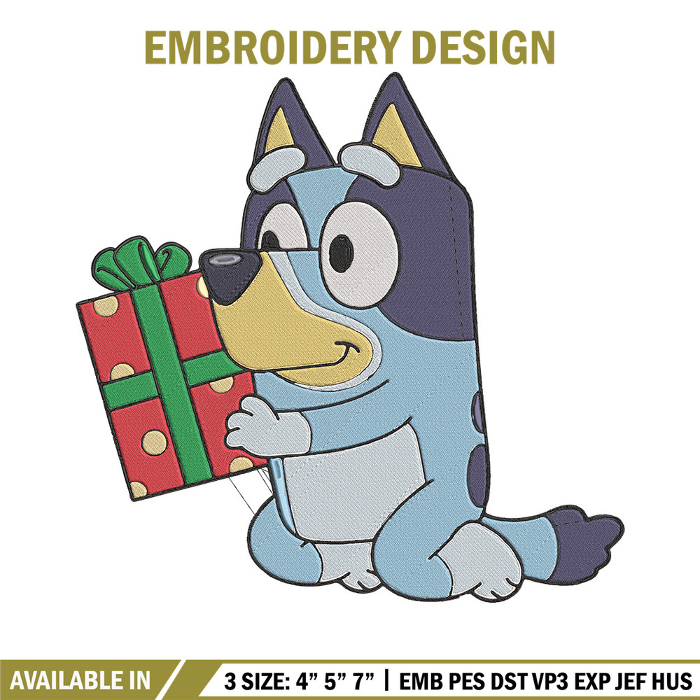 Bluey gift Embroidery Design, Bluey Embroidery, Embroidery File, Chrismas Embroidery, Anime shirt, Digital download.jpg