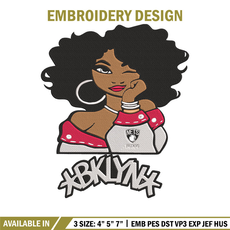 Brooklyn Nets girl embroidery design, NBA embroidery, Sport embroidery, Logo sport embroidery, Embroidery design..jpg
