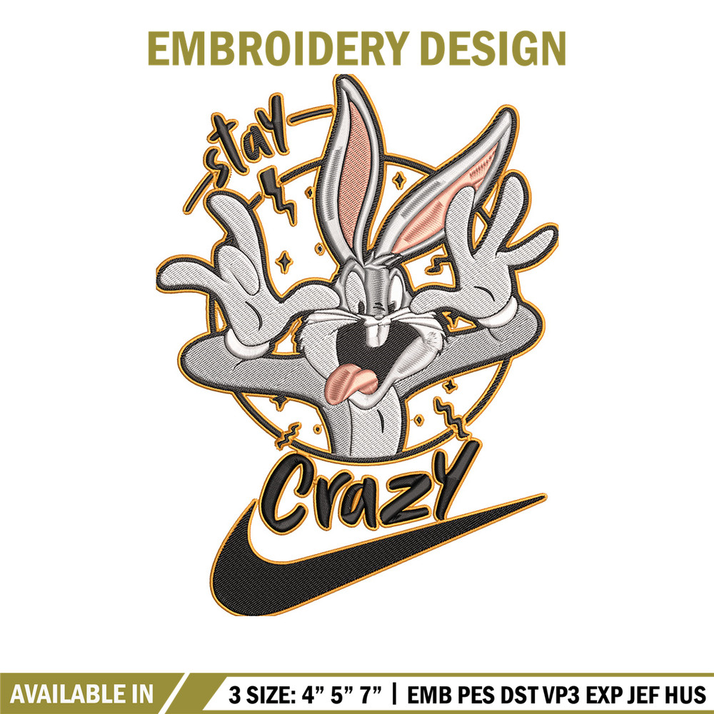 Bugs Bunny Embroidery Design, Looney Tunes Embroidery, Embroidery File, Nike Embroidery, Anime shirt, Digital download.jpg