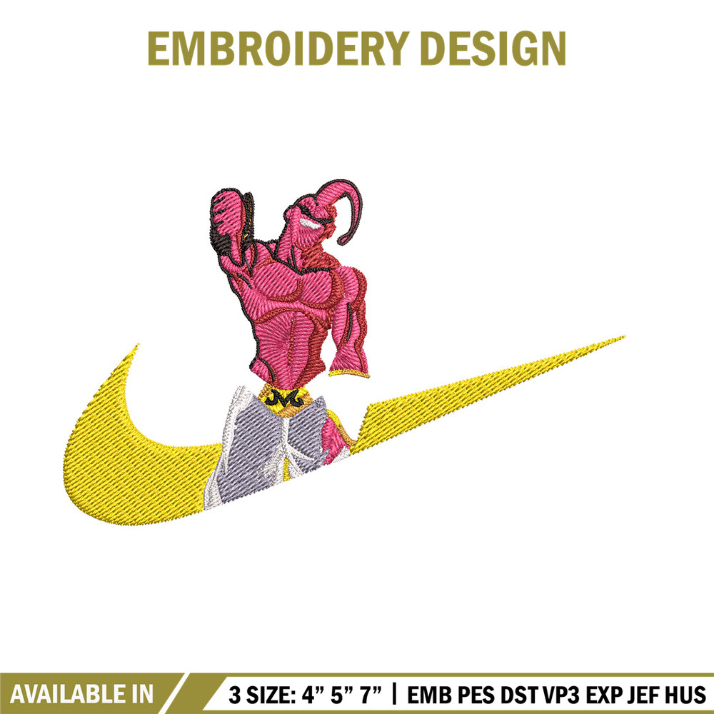 Buu x nike Embroidery Design, Dragonball Embroidery, Embroidery File, Nike Embroidery, Anime shirt, Digital download.jpg