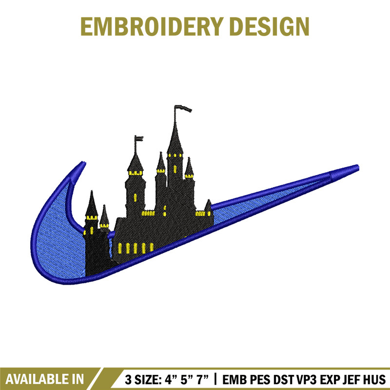Castle Nike embroidery design, Castle embroidery, nike design, embroidery file, logo shirt, Digital download.jpg