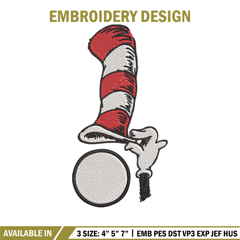 Cat In The Hat Embroidery Design, Cat In The Hat Embroidery, Embroidery File, logo shirt, Digital download.jpg