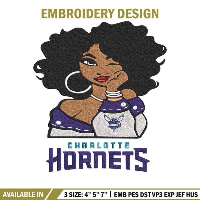 Charlotte Hornets girl embroidery design, NBA embroidery, Sport embroidery, Embroidery design, Logo sport embroidery..jpg