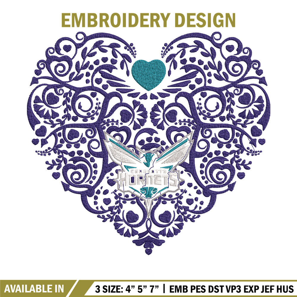Charlotte Hornets heart embroidery design, NBA embroidery, Sport embroidery, Embroidery design, Logo sport embroidery..jpg