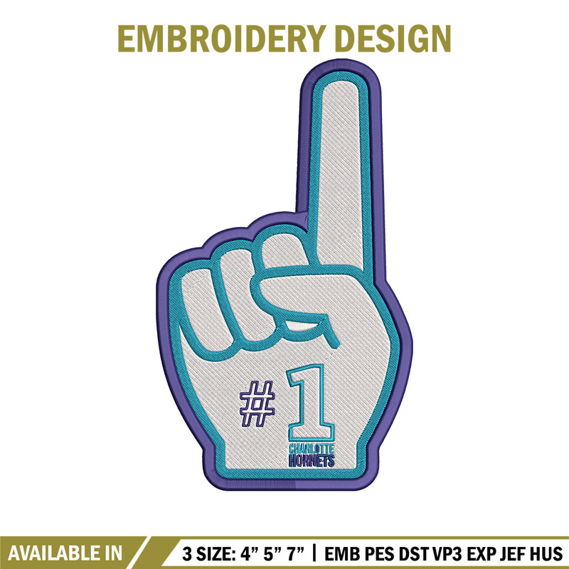 Charlotte Hornets NO 1 embroidery design, NBA embroidery, Sport embroidery, Embroidery design, Logo sport embroidery.jpg
