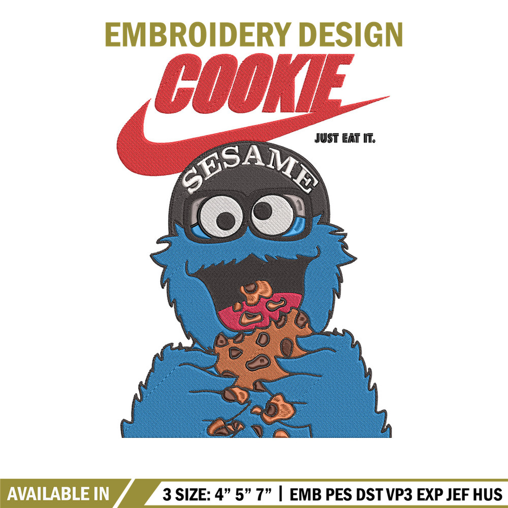 Cookie Monster x nike Embroidery Design, Cookie Monster Embroidery, Embroidery File, Nike Embroidery, Digital download.jpg