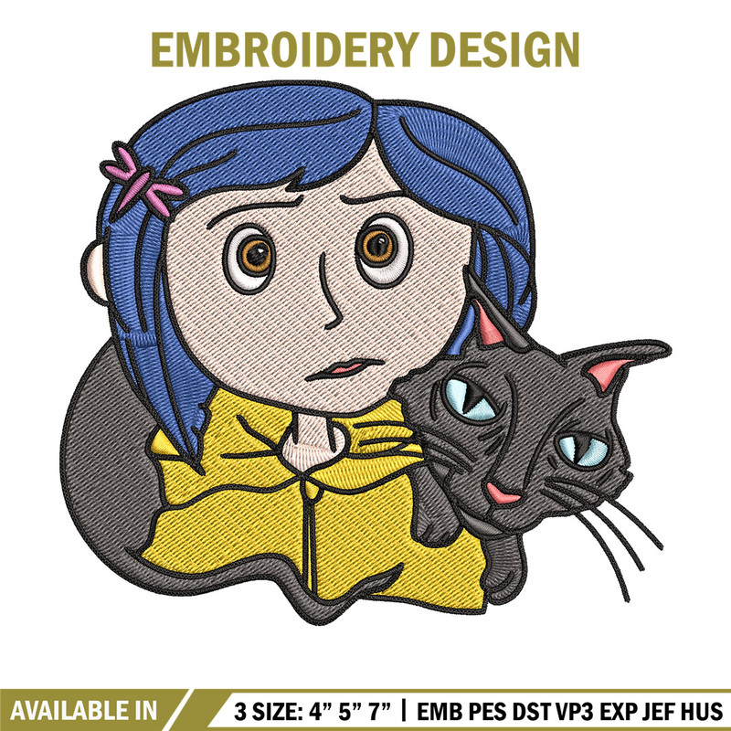 Coraline And Black Cat Embroidery Design, Coraline Embroidery, Embroidery File, Cartoon shirt, Digital download..jpg