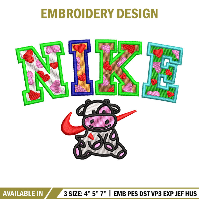 Cow color x nike embroidery design, Cow embroidery, Nike design, Embroidery shirt, Embroidery file, Digital download.jpg