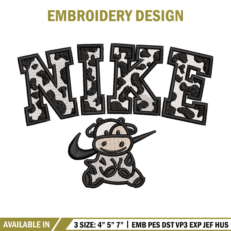 Dairy cow x nike embroidery design, Cow embroidery, Nike design, Embroidery shirt, Embroidery file, Digital download.jpg
