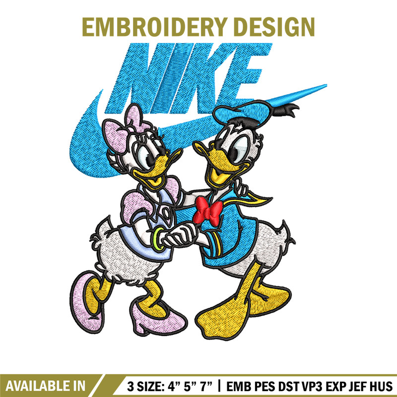 Daisy and Donald duck Nike Embroidery design, Cartoon Embroidery, Nike design, Embroidery file, Instant download.jpg