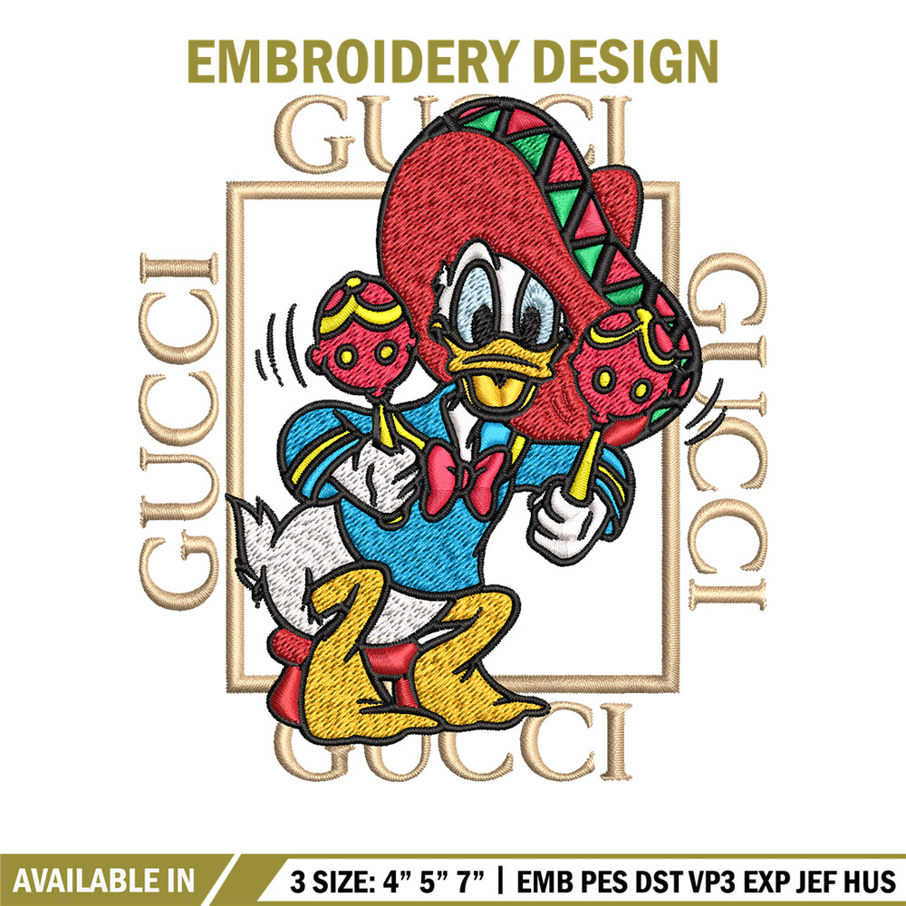 Daisy Donald Duck Gucci Embroidery design, Disney cartoon Embroidery, cartoon design, Embroidery File, Instant download..jpg