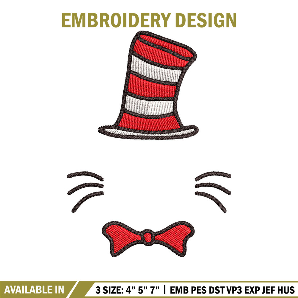 Dr Seuss Hat Embroidery Design, Dr seuss Embroidery, Embroidery File, logo shirt, Embroidery design, Digital download.jpg