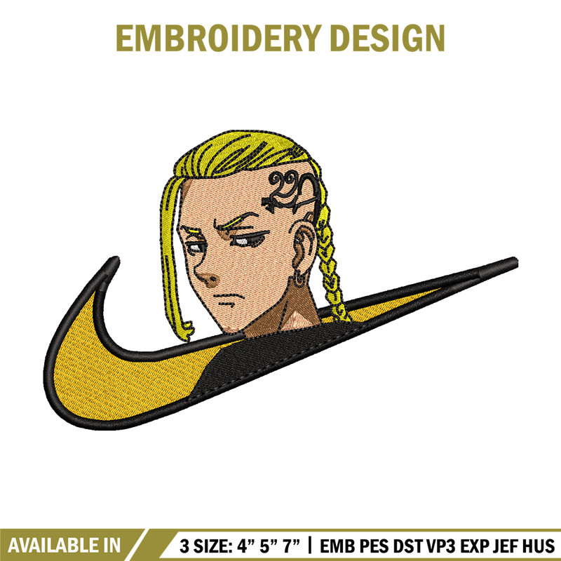 Draken nike embroidery design, Tokyo Revengers embroidery, nike design, anime design, anime shirt, Digital download.jpg
