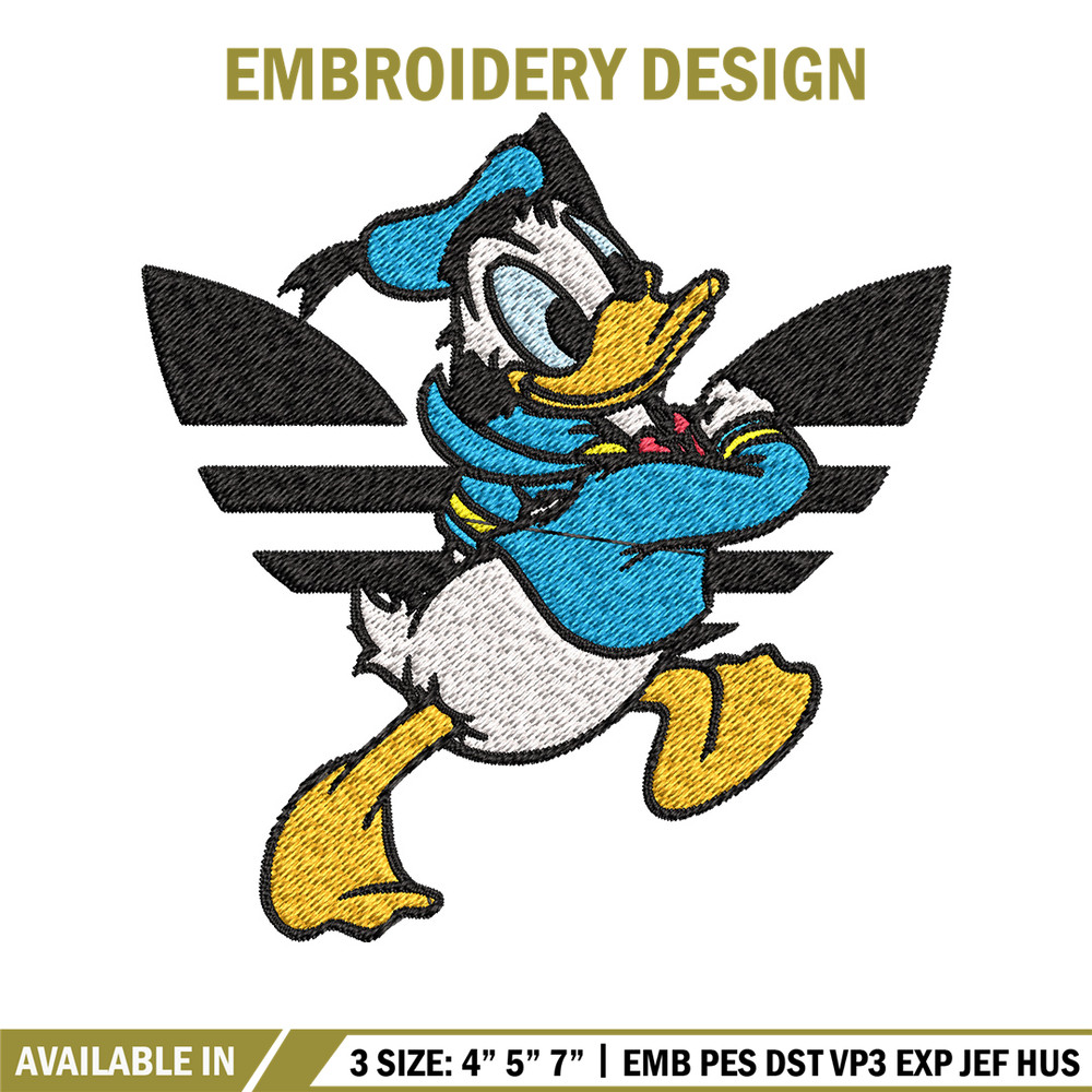 Duck cartoon adidas Embroidery Design, Adidas Embroidery, Brand Embroidery, Embroidery File, Logo shirt,Digital download.jpg
