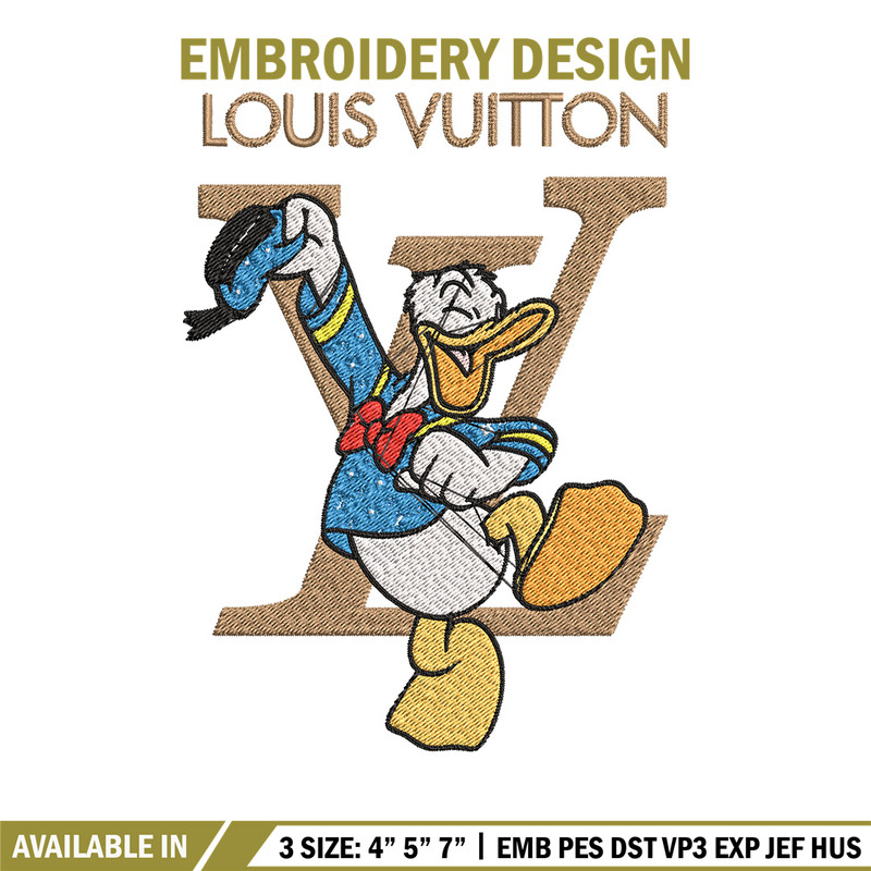 Duck cartoon lv Embroidery Design, LV Embroidery, Brand Embroidery, Embroidery File, Logo shirt, Digital download.jpg
