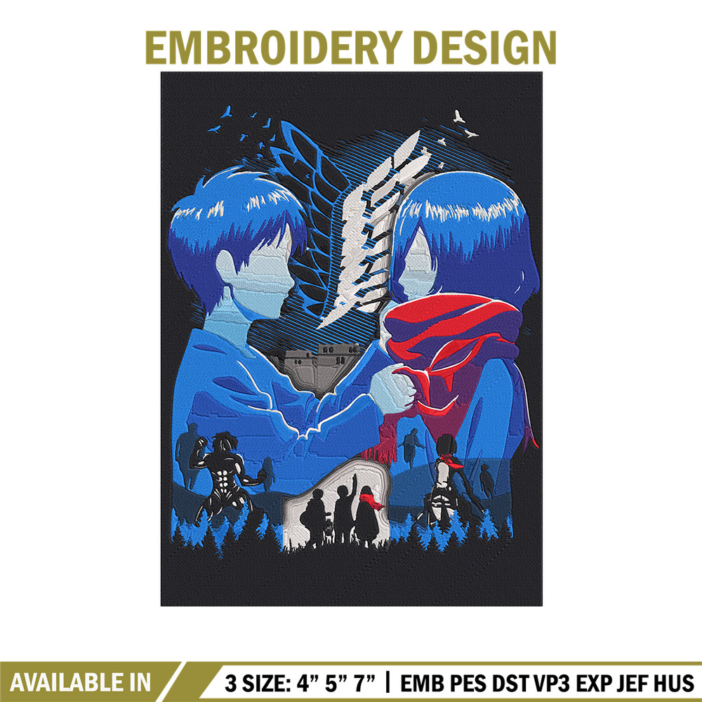 Eren x mikasa Embroidery Design, Aot Embroidery,Embroidery File, Anime Embroidery, Anime shirt, Digital download.jpg