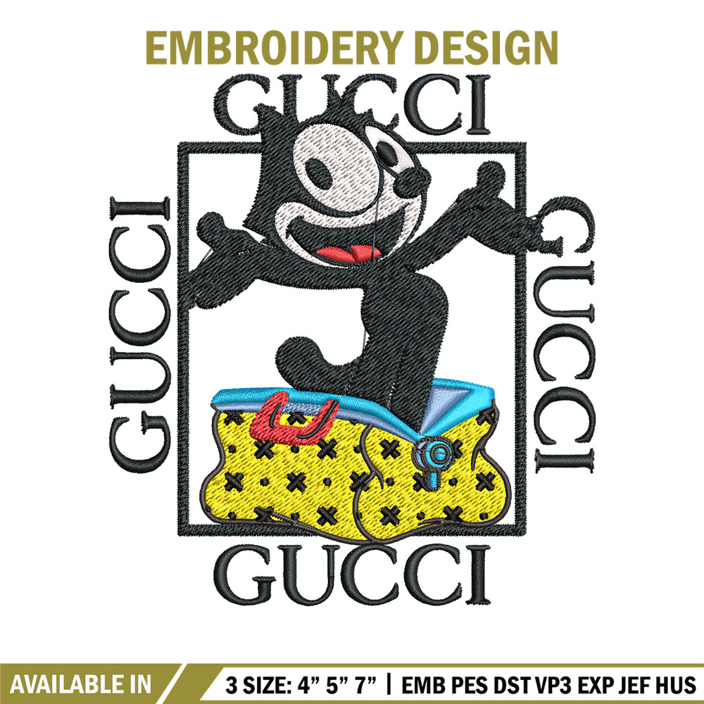 Felix The Cat Gucci Embroidery design, Felix The Cat Embroidery, cartoon design, Embroidery File, Digital download..jpg