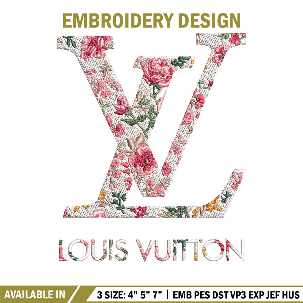 Flower louis vuitton Embroidery Design, Lv Embroidery, Embroidery File, Brand Embroidery, Logo shirt, Digital download.jpg