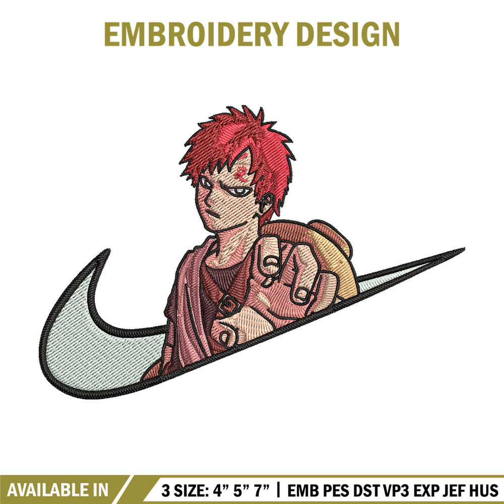Gaara x nike Embroidery Design, Naruto Embroidery, Embroidery File, Nike Embroidery, Anime shirt, Digital download.jpg