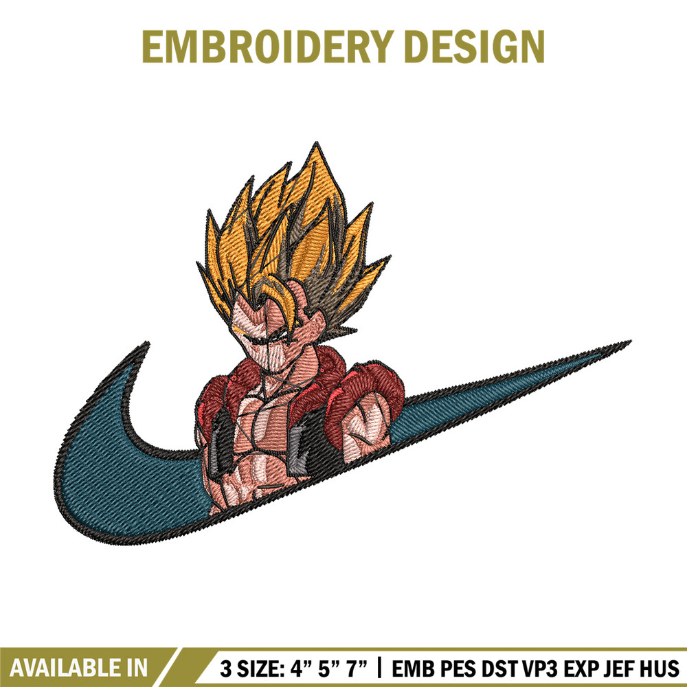 Gogeta x nike Embroidery Design, Dragonball Embroidery, Embroidery File, Nike Embroidery, Anime shirt, Digital download.jpg