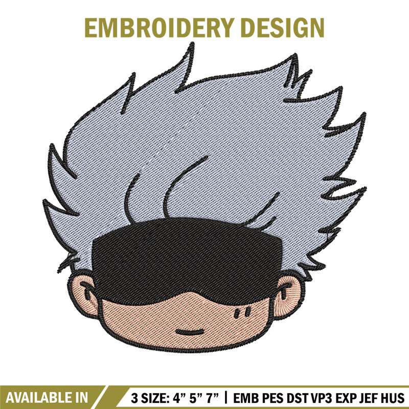 Gojo chibi Embroidery Design, Jujutsu Embroidery, Embroidery File, Anime Embroidery, Anime shirt, Digital download.jpg