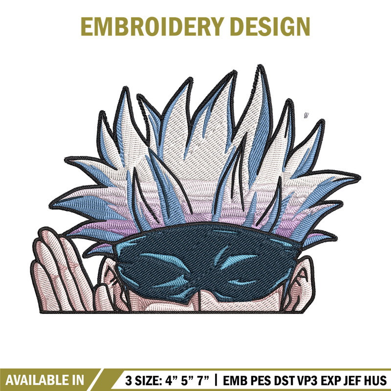 Gojo Peeker Embroidery Design, Jujutsu Embroidery, Embroidery File, Anime Embroidery, Anime shirt, Digital download.jpg