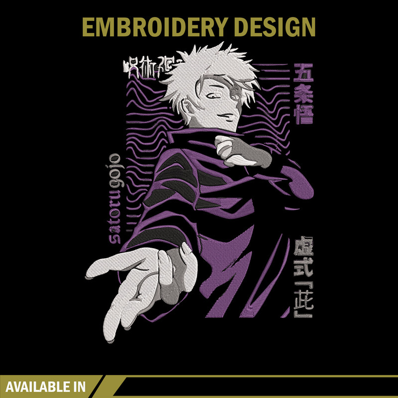 Gojo satoru poster Embroidery Design, Jujutsu Embroidery,Embroidery File, Anime Embroidery, Anime shirt,Digital download.jpg