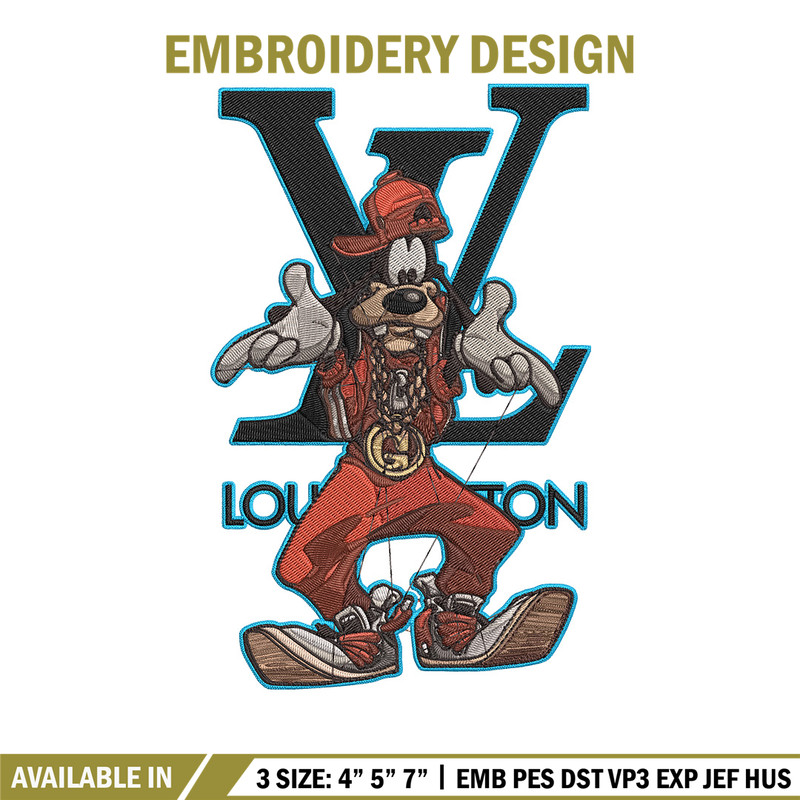 Goofy x LV Embroidery Design, LV Embroidery, Embroidery File, Anime Embroidery, Anime shirt, Digital download..jpg