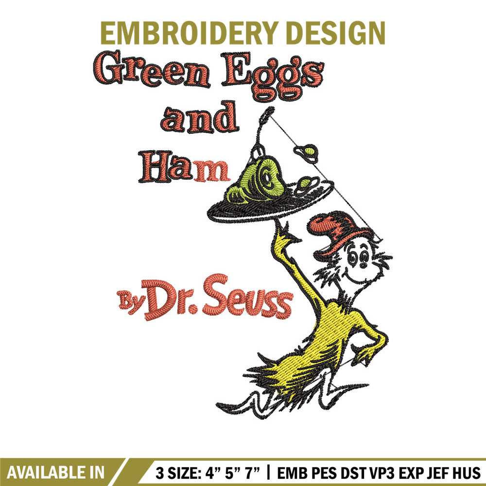 Green eggs and ham buy Dr. Seuss Embroidery Design, Dr Seuss Embroidery, Embroidery File, Digital download..jpg