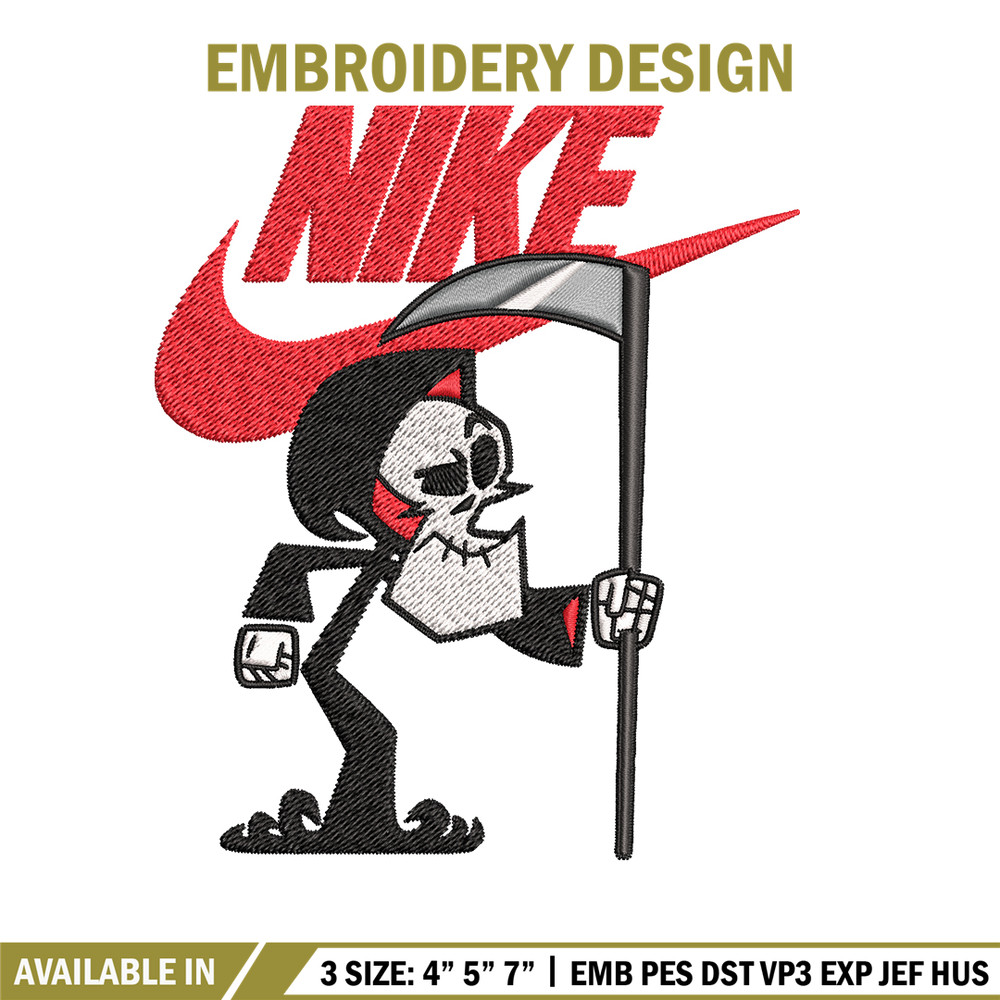Grim cartoon Nike Embroidery design, Grim cartoon Embroidery, Nike design, Embroidery file, logo shirt, Instant download.jpg