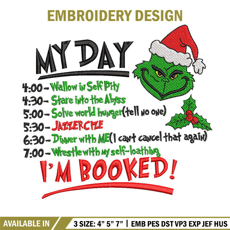 Grinch my day embroidery design, Grinch embroidery, Chrismas design,Embroidery shirt, Embroidery file, Digital download.jpg
