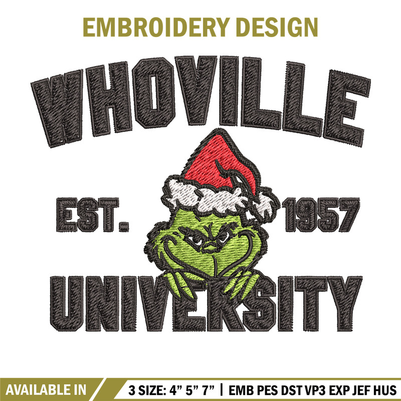Grinch Whoville University Christmas Embroidery design, Grinch Christmas Embroidery, Grinch design, Digital download.jpg