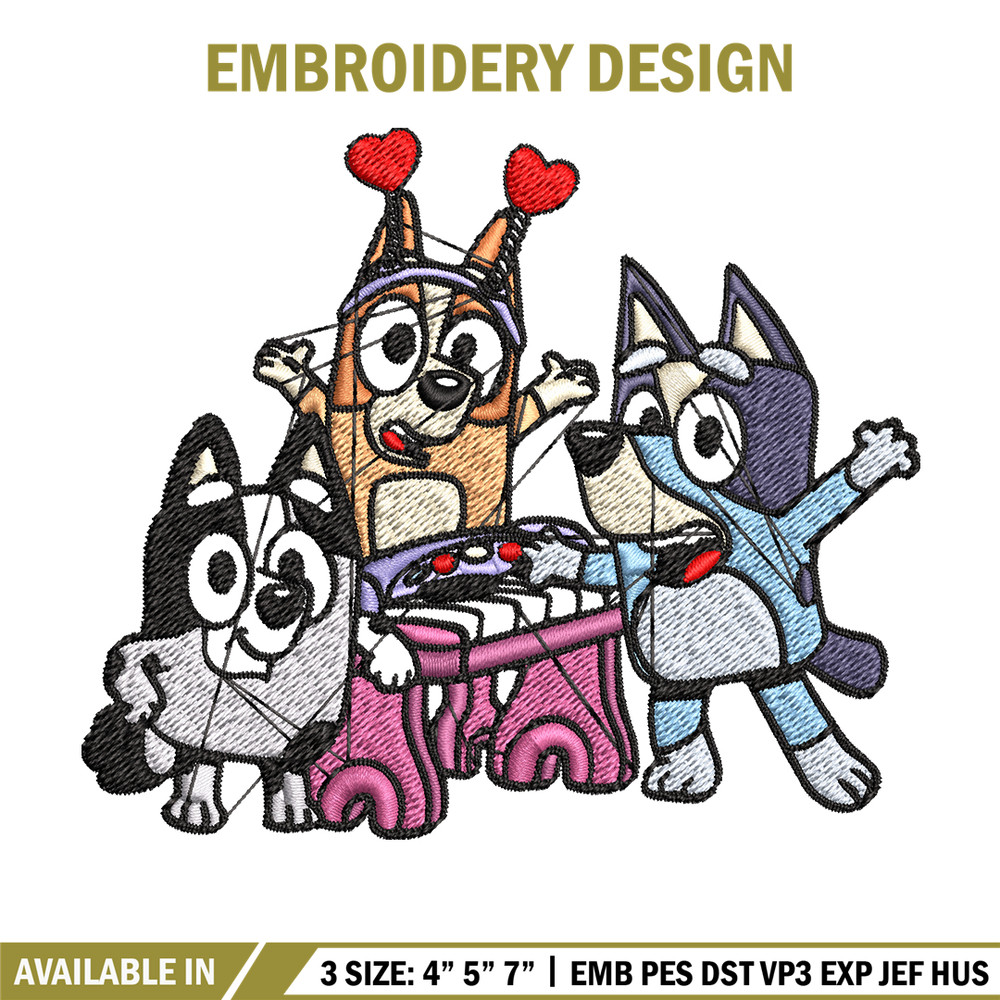 Happy birthday bluey Embroidery, Bluey Embroidery, Embroidery File, cartoon shirt, cartoon design, Digital download..jpg