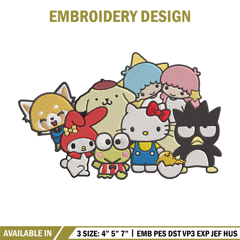 Hello Kitty friends Embroidery Design, Hello kitty Embroidery, Embroidery File, Anime Embroidery, Digital download.jpg