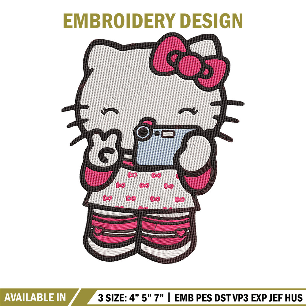 Hello kitty selfie Embroidery Design, Hello kitty Embroidery, Embroidery File, Anime Embroidery, Digital download.jpg