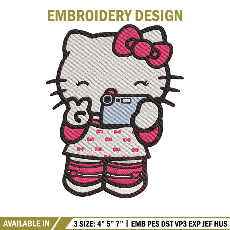 Hello kitty selfie Embroidery Design, Hello kitty Embroidery, Embroidery File, Anime Embroidery, Digital download.jpg