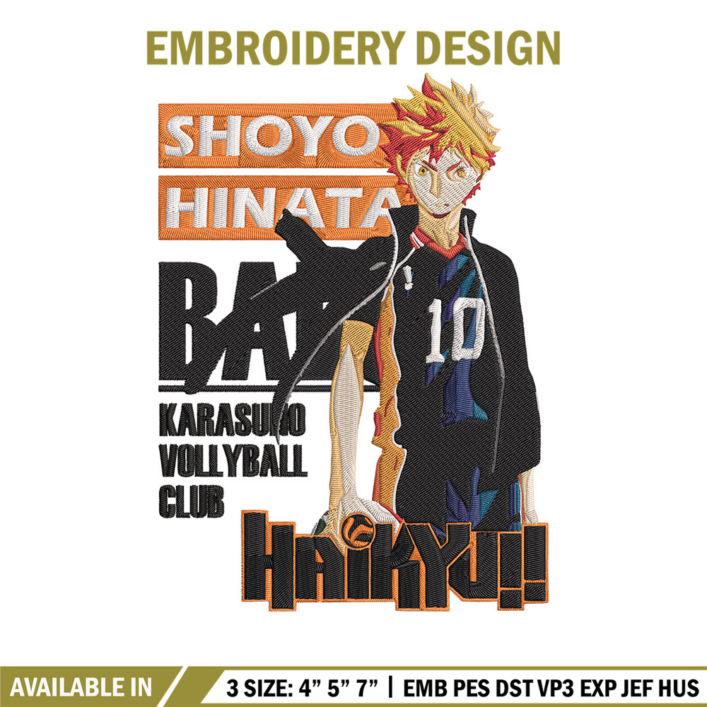 Hinata poster Embroidery Design, Haikyuu Embroidery, Embroidery File, Anime Embroidery, Anime shirt, Digital download.jpg